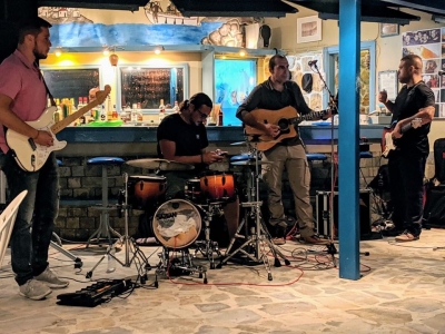 J. Magkakis and his band playing live rock music! Only at Kalymnos Climbing Festival 2019
